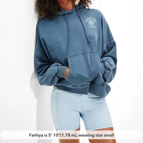 American Eagle Everything Pocket High Waisted Midi 5” Bike Shorts in Blue XXL - Picture 1 of 6